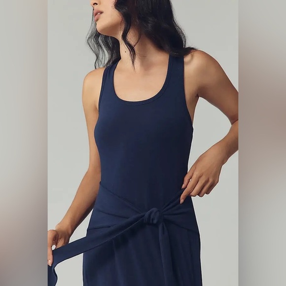 L*Space x Anthropologie Midnight Blue Tie Waist Maxi Dress size medium NWT - Picture 4 of 16